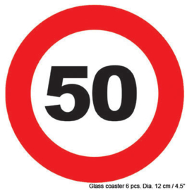 Onderzetters / viltjes verkeersbord 50 jaar