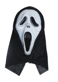 Plastic masker Scream met zwart doek (61116E)