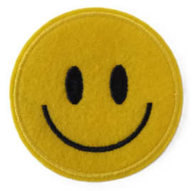 Embleem / applicatie Smiley Geel - 6,5 cm