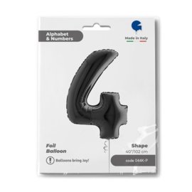 Cijfer 4 - 100 cm Zwart