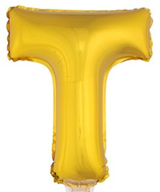 Folie Letter T - 41 cm Goud (met stokje)