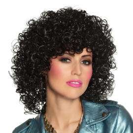 Pruik Curly Zwart