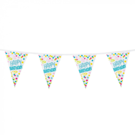 Vlaggenlijn Happy Birthday  confetti - 6 meter (31000B)