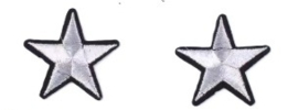 Embleem / applicatie Ster Zilver / zwart 2 stuks - 4,6 cm