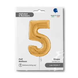 Cijfer 5 - 66 cm Goud