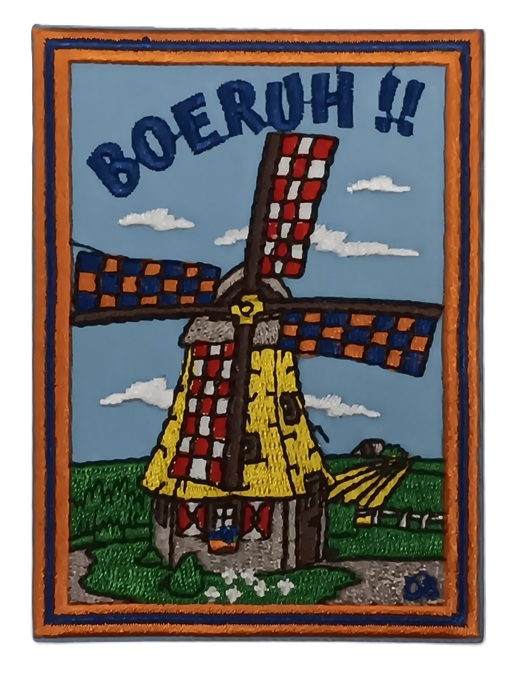 Embleem / applicatie LAMPEGAT MOLEN / BOERUH - 7,5 X 10 cm