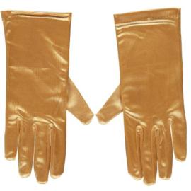Satijnen gala handschoenen 20 cm goud (22609A}