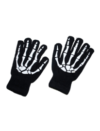 Handschoenen zwart skelet VOLWASSENE