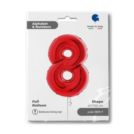 Cijfer 8 - 100 cm Rood