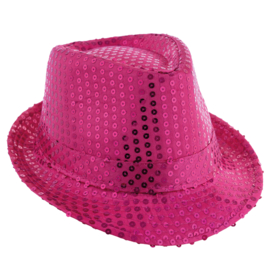 Hoed pailletten roze