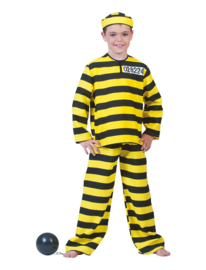 Kostuum gevangene kind zwart/geel (403018E).