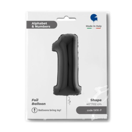 Cijfer 1 - 100 cm Zwart