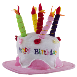 Taartmuts - feestmuts / hoed Happy Birthday ROZE (63532E)