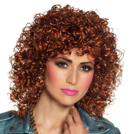 Pruik Curly Bruin