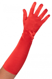 Handschoenen satijn Rood - 40 cm