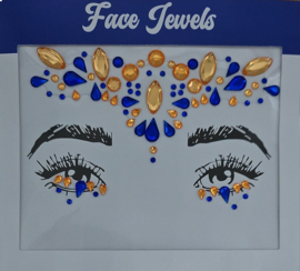 Gezichtsticker / face jewels oranje/blauw