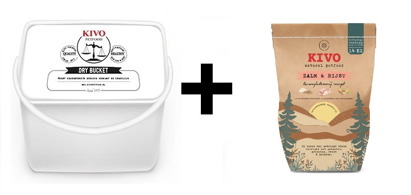 Kivo Zalm & Rijst geperst 14kg + Dry Bucket