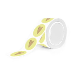 Stickers | Hartje | Geel met goud hartje | 10 stuks