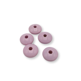 Gekleurde houten schijfkraal | 14 mm | 10 stuks | Babyroze