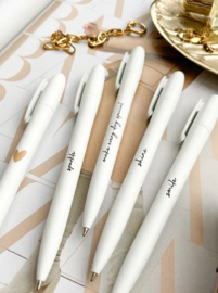 Pennen | Stationery & Gift | Wit met quotes | 4 stuks