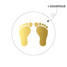 Stickers | Baby voetjes | Wit met gouden voetjes | 10 stuks