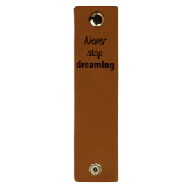 Durable | Leren label met drukknoop | 12 x 3 cm | 2 stuks | Never stop dreaming