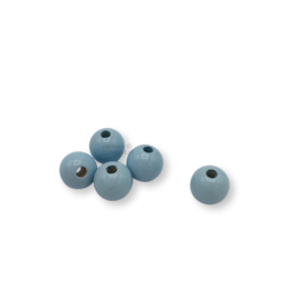 Gekleurde houten kraal | 12 mm | 10 stuks | Babyblauw