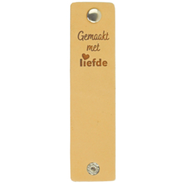 Durable | Leren label met drukknoop | 12 x 3 cm | 2 stuks | Gemaakt met liefde