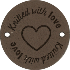 Durable | Leren label rond | 3.5 cm | 2 stuks | Knitted with love