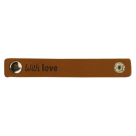 Durable | Leren label met drukknoop | 10 x 1.5 cm | 2 stuks | With love