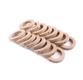 Uit assortiment - Houten ring | 3 x 0.5 | Open en plat met gaatjes