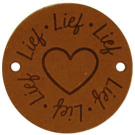 Durable | Leren label rond | 3.5 cm | 2 stuks | Lief