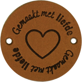 Durable | Leren label rond | 3.5 cm | 2 stuks | Gemaakt met liefde