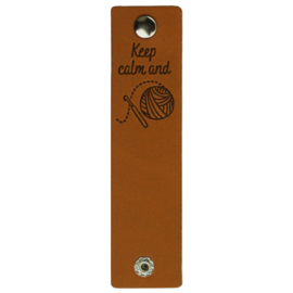 Durable | Leren label met drukknoop | 12 x 3 cm | 2 stuks | Keep calm and crochet