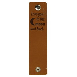 Durable | Leren label met drukknoop | 12 x 3 cm | 2 stuks | Love you to the moon and back