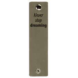 Durable | Leren label met drukknoop | 12 x 3 cm | 2 stuks | Never stop dreaming