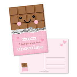 Wenskaart | Studio Schatkist | Mom I love you more than chocolate