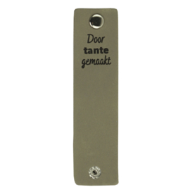 Durable | Leren label met drukknoop | 12 x 3 cm | 2 stuks | Door tante gemaakt