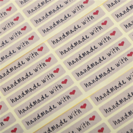 Stickers | Handmade with love ♥ met hartje  | Kraft | 20 stuks