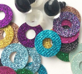 Veiligheidsoogjes | Rond opzij kijkende |  glitters 12 mm | 1 paar
