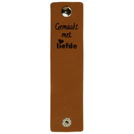 Durable | Leren label met drukknoop | 12 x 3 cm | 2 stuks | Gemaakt met liefde