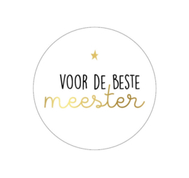 Stickers | Voor de beste meester | wit met gouden letters | 10 stuks