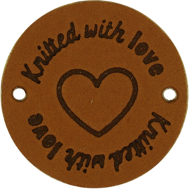 Durable | Leren label rond | 3.5 cm | 2 stuks | Knitted with love