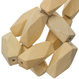 Blanke houten kralen | Hexagon | 5 stuks | 40 x 17 mm
