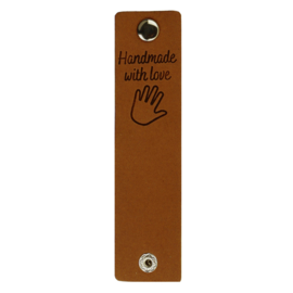 Durable | Leren label met drukknoop | 12 x 3 cm | 2 stuks | Handmade with love