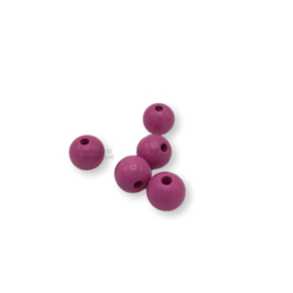 Gekleurde houten kraal | 12 mm | 10 stuks | Magenta