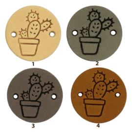 Durable | Leren label rond | 2 cm | 2 stuks | Cactus