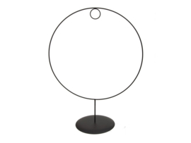 Metalen ring op hogere standaard met oogje | 30 cm | Zwart