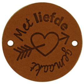 Durable | Leren label rond | 3.5 cm | 2 stuks | Met liefde gemaakt