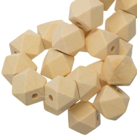Blanke houten kralen | Hexagon | 10 stuks | 16 mm